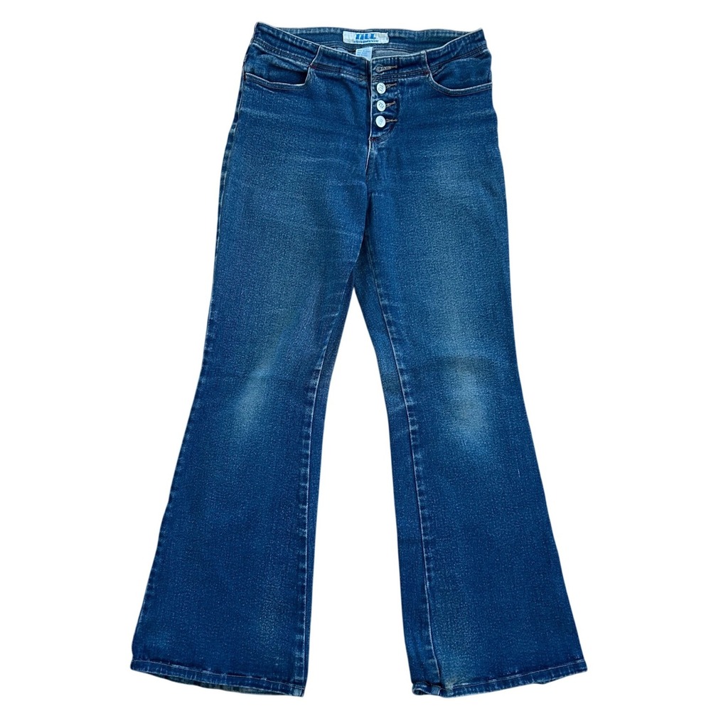 Vintage‎ Low Rise Bootcut Flare Jeans Blue Button Fly 28" Y2K Retro
